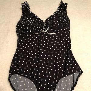 Bathing suit with sheer waste down cover up
